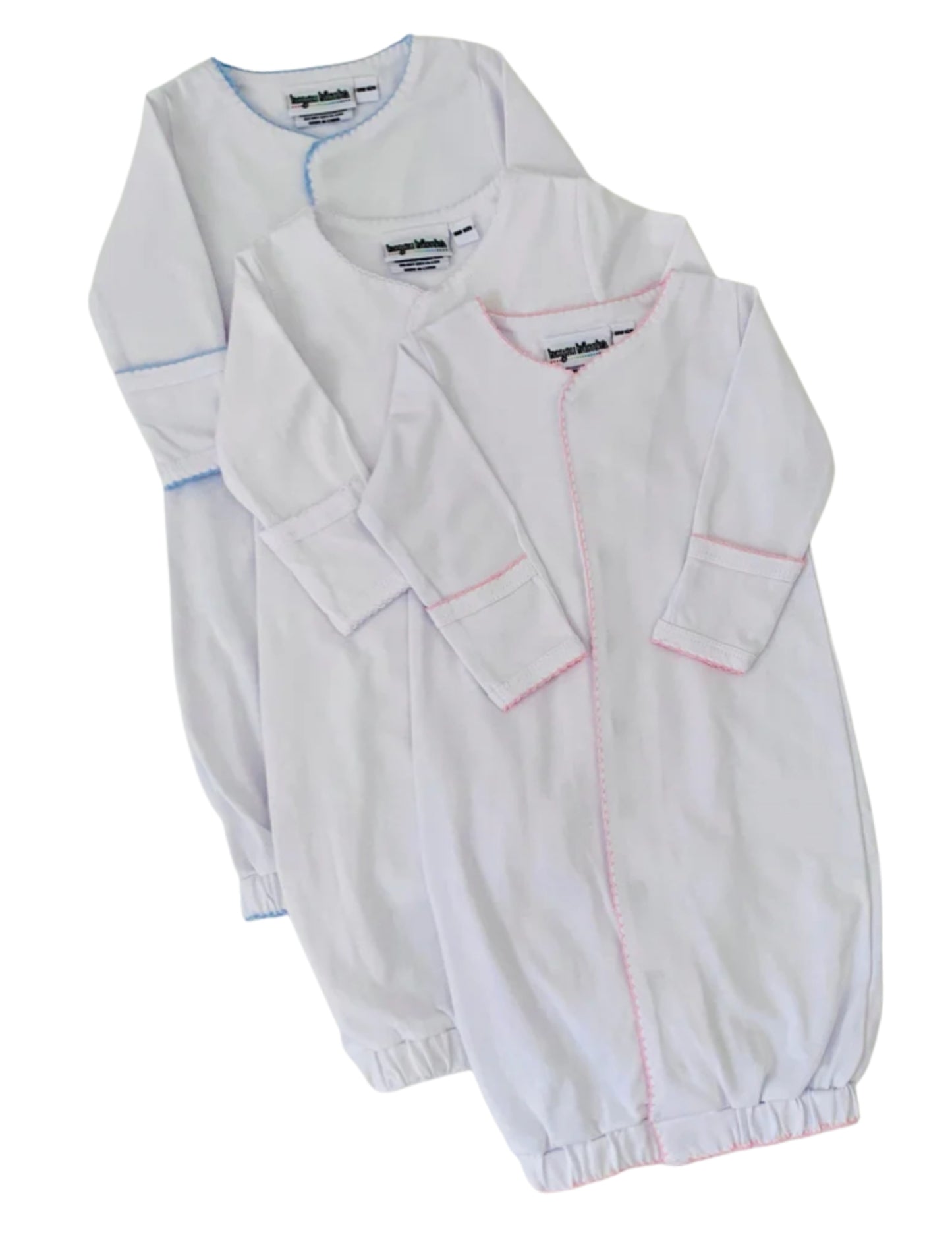 Picot Trim Baby Gown - With Snaps