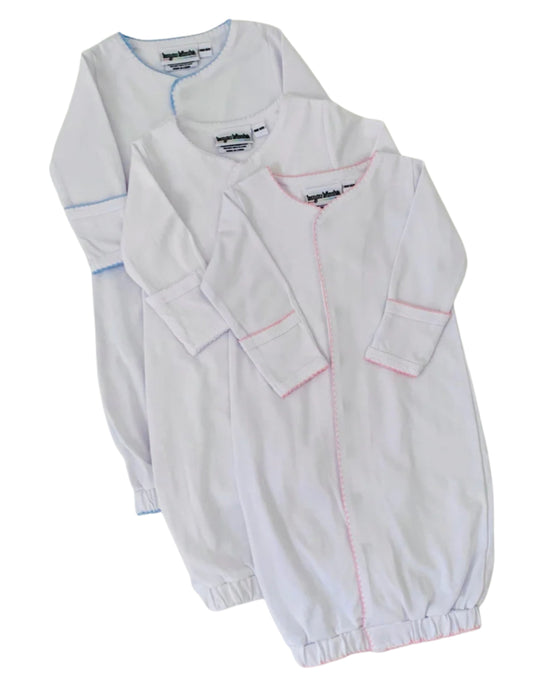 Picot Trim Baby Gown - With Snaps