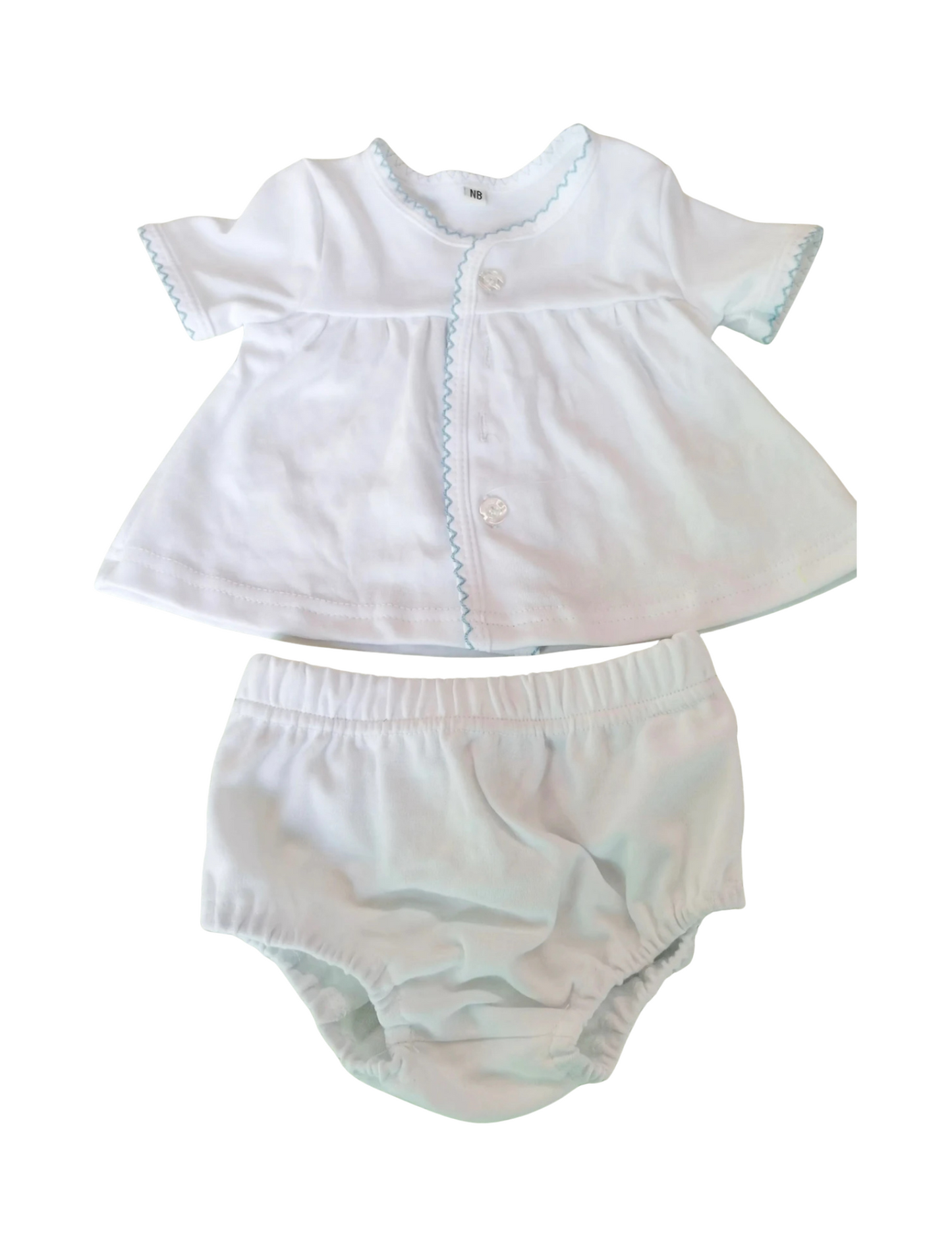 Blue Trim Diaper Set