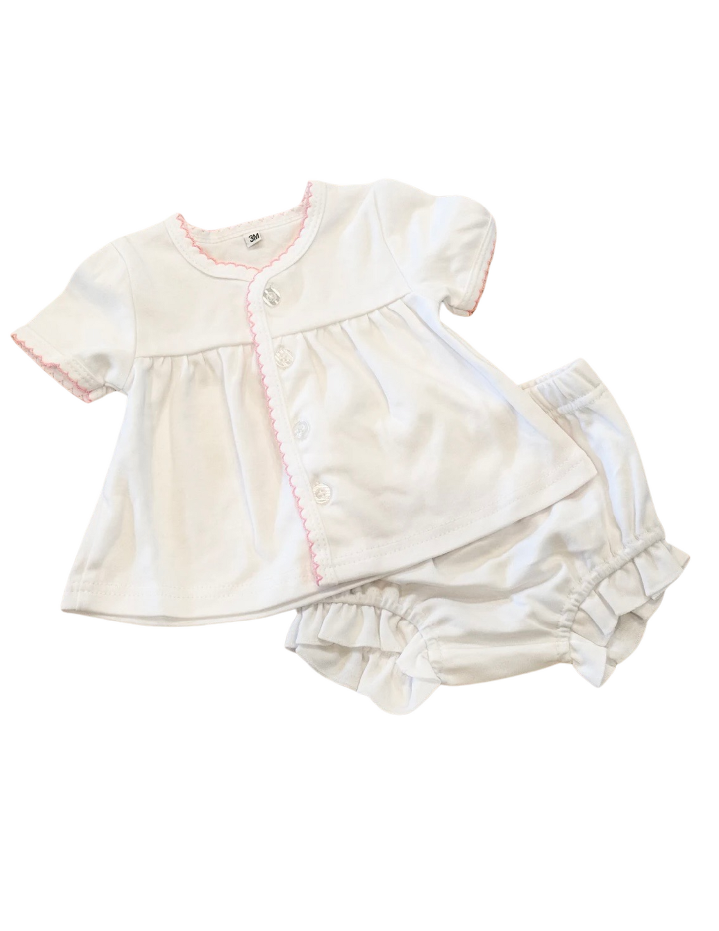 Pink Trim Diaper Set